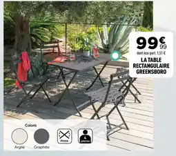 Centrakor LA TABLE RECTANGULAIRE GREENSBORO offre