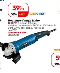 Weldom Dexter Meuleuse d'angle filaire offre