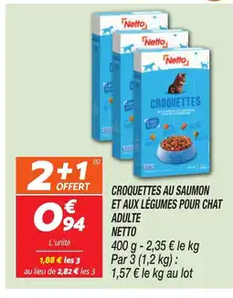 Netto NETTO Croquettes au saumon et aux légumes pour chat adulte offre