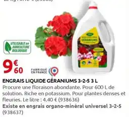 Rural Master ENGRAIS LIQUIDE GÉRANIUMS 3-2-5 offre