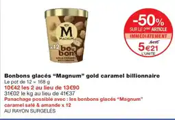 Monoprix MAGNUM Bonbons glacés gold caramel billionnaire offre