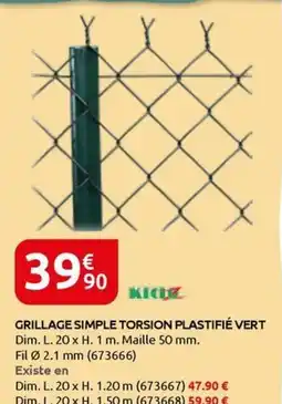 Rural Master GRILLAGE SIMPLE TORSION PLASTIFIÉ VERT offre