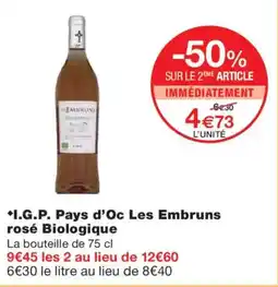 Monoprix I.G.P. Pays d'Oc Les Embruns rosé Biologique offre