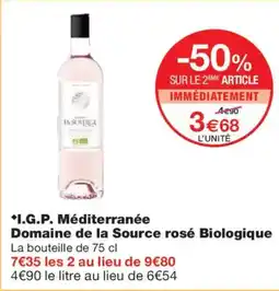 Monoprix I.G.P. Méditerranée Domaine de la Source rosé Biologique offre