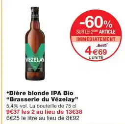 Monoprix BRASSERIE DU VÉZELAY Bière blonde IPA Bio offre