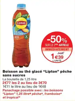 Monoprix LIPTON Boisson au thé glacé pêche sans sucres offre