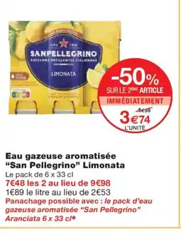 Monoprix SAN PELLEGRINO Eau gazeuse aromatisée Limonata offre