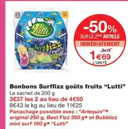 Monoprix LUTTI Bonbons Surffizz goûts fruits offre