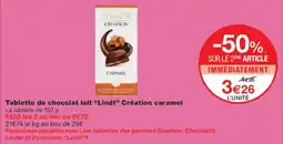 Monoprix LINDT Tablette de chocolat lait Création caramel offre