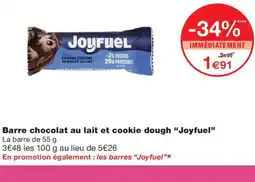 Monoprix JOYFUEL Barre chocolat au lait et cookie dough offre