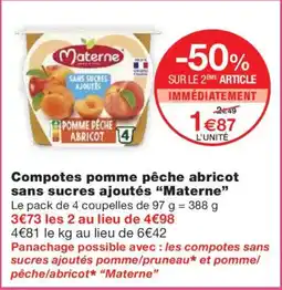 Monoprix MATERNE Compotes pomme pêche abricot sans sucres ajoutés offre