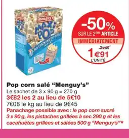 Monoprix MENGUY'S Pop corn salé offre