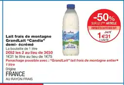 Monoprix CANDIA Lait frais de montagne GrandLait demi- écrémé offre