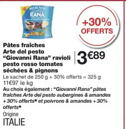 Monoprix GIOVANNI RANA Pâtes fraîches Arte del pesto ravioli pesto rosso tomates séchées & pignons offre