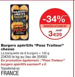 Monoprix PASO TRAITEUR Burgers apéritifs cheese offre