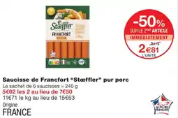 Monoprix STOEFFLER Saucisse de Francfort pur porc offre