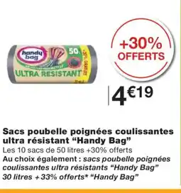 Monoprix HANDY BAG Sacs poubelle poignées coulissantes ultra résistant offre