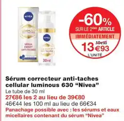 Monoprix NIVEA Sérum correcteur anti-taches cellular luminous 630 offre
