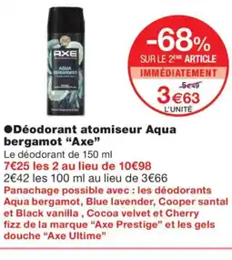 Monoprix AXE Déodorant atomiseur Aqua bergamot offre