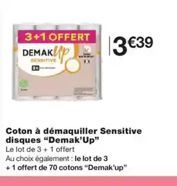 Monoprix DEMAK UP Coton à démaquiller Sensitive disques offre
