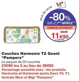 Monoprix PAMPERS Couches Harmonie T2 Geant offre