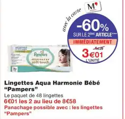Monoprix PAMPERS Lingettes Aqua Harmonie Bébé offre