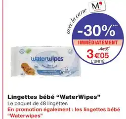 Monoprix WATERWIPES Lingettes bébé offre