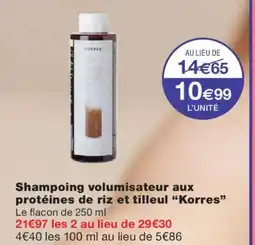 Monoprix KORRES Shampoing volumisateur aux protéines de riz et tilleul offre