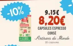 Naturalia ARTISANS DU MONDE Capsules espresso corse offre