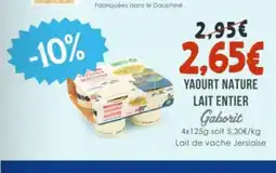 Naturalia GABORIT Yaourt nature lait entier offre