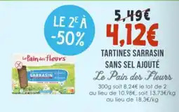 Naturalia LE PAIN DES FLEURS Tartines sarrasin sans sel ajouté offre
