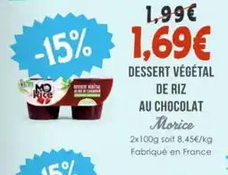 Naturalia MORICE Dessert végétal de riz au chocolat offre