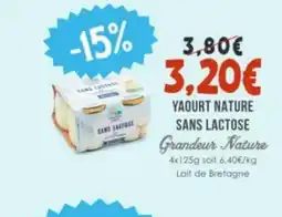 Naturalia GRANDEUR NATURE Yaourt nature sans lactose offre