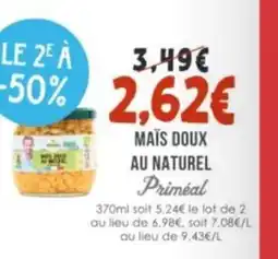 Naturalia PRIMÉAL Maïs doux au naturel offre