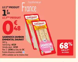 Auchan Direct DAUNAT Sandwich jambon emmental offre