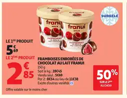 Auchan Direct FRANUI Framboises enrobées de chocolat au lait offre