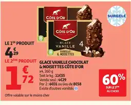 Auchan Direct CÔTE D'OR Glace vanille chocolat & noisettes offre