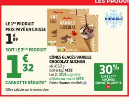 Auchan Direct AUCHAN Cônes glacés vanille chocolat offre