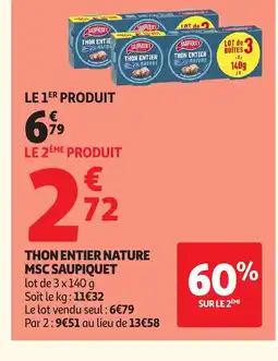 Auchan Direct SAUPIQUET Thon entier nature msc offre