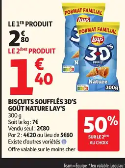 Auchan Direct LAY'S Biscuits soufflés 3d's goût nature offre