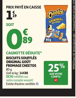 Auchan Direct CHEETOS Biscuits soufflés original goût fromage offre