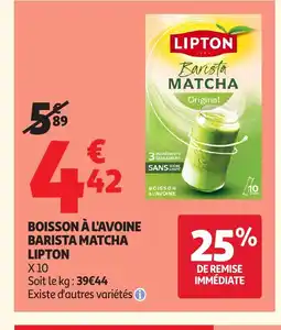 Auchan Direct LIPTON Boisson à l'avoine barista matcha offre