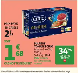 Auchan Direct CIRIO Pulpe de tomates offre