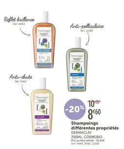 L'Eau Vive Shampoings différentes propriétés DERMACLAY offre