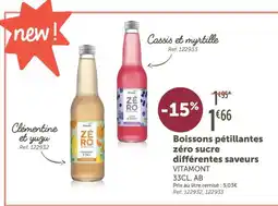 L'Eau Vive Boissons pétillantes zéro sucre différentes saveurs VITAMONT offre