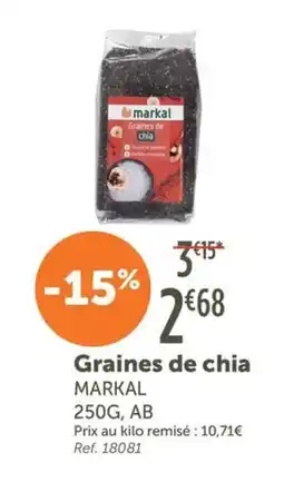 L'Eau Vive Graines de chia MARKAL offre