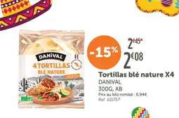 L'Eau Vive Tortillas blé nature X4 DANIVAL offre