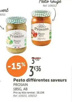 L'Eau Vive Pesto différentes saveurs PROSAIN offre