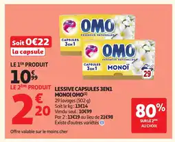 Auchan Direct OMO Lessive capsules 3en1 monoi offre