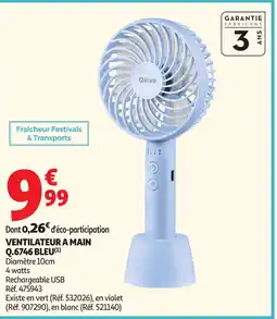 Auchan Direct Ventilateur a main q.6746 bleu offre